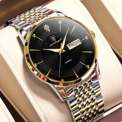 China Luxury Full Calendar Poedagar Quartz Watches Fashion Stainless Steel Mens Wrist Watches Luminous Calendar Luminous Watch For Men for sale