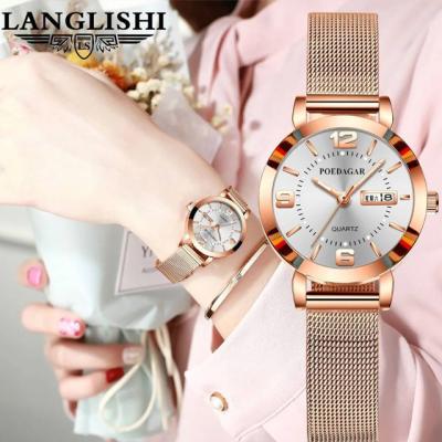 China Automatic Top Brand Poedagar Date Mesh Watch Women Waterproof Luminous Steel Lady Wrist Watch Stainless Steel Quartz Luxury Watches for sale