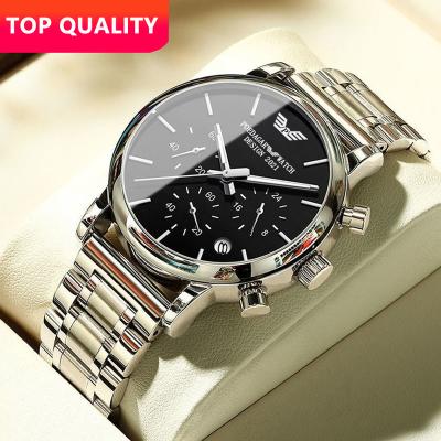 China Automatic date Poedagar fashion sports chronograph watch stainless steel quartz watches waterproof luminous date multifunction watch for men for sale