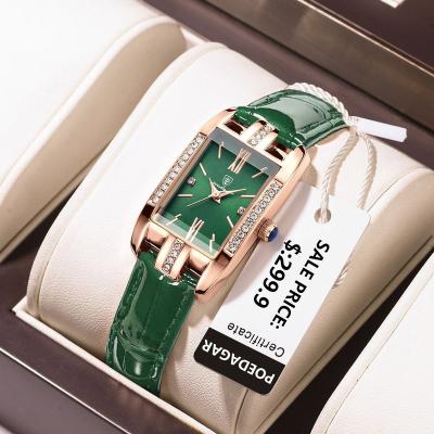 China Poedagar Green Square Waterproof Ladies Watches Waterproof Watch Women Diamond Quartz Watches Luxury For Women for sale