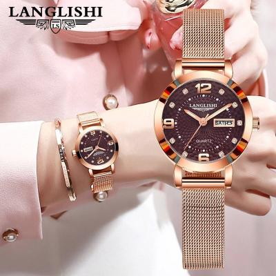 China Wholesale Hot Sale Full Calendar Poedagar Women Watch Stainless Steel Mesh Relojes Waterproof Luminous Lady Quartz Watches Gift For Girls for sale