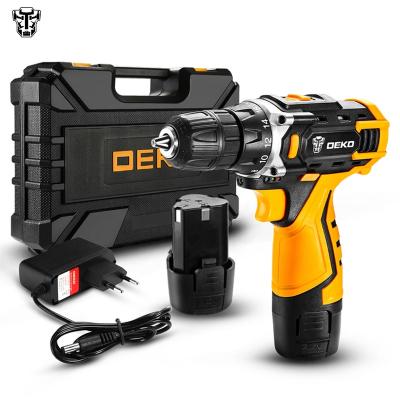 China DC Li-Ion Battery Cordless Drill Home DIY Kit Mini Wireless Power Driver Woodworking Sausage Drill Bit DEKO DKCD12FU-S3 12V for sale