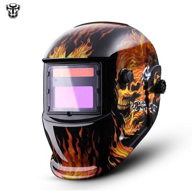 China DEKO MZ224 Flame Electric Helmet For Welding Appliance 4 Arc Sensors Auto-Darkening Household Work Solar Powered Welding Helmet 11.8 x 8.7 x 8.5 inch for sale