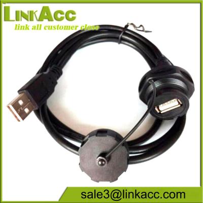 China Industrial Automation Waterproof USB 2.0 A Female Plug To Male Extension Cable 1m With Cover for sale