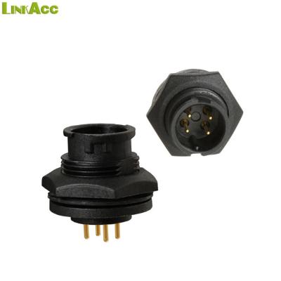 China Linkjc 5A Power PCB Type Male 4 Pin Waterproof Circular Panel Mount Connector for sale