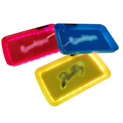 China Hot Selling Eco-friendly Rolling Tray Custom Led Filling LOGO Led Plastic Serving Tray Tray With Crusher for sale