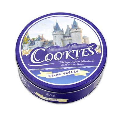 China Custom Round Food Grade Cookie Tin Can Wholesale Cake Tin Box For Cookie Packaging for sale