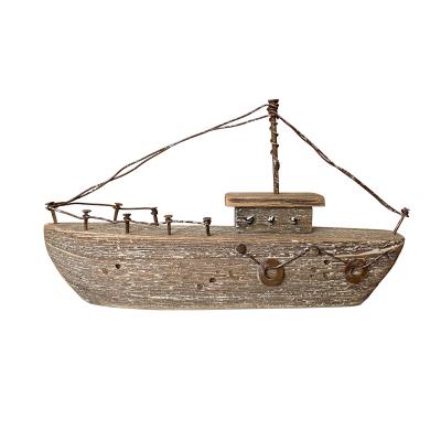 China American YBOX handmade wooden small boat table standing boat small home decoration for sale