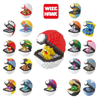 China Intelligence Development Kids Color 40 Different Pokeballs Plastic Connecting Nano Building Block Toys Push Ball for sale