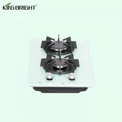 China Hotel Household 2 Burner Tempered Glass Gas Hob Gas Hob Home Appliances Kitchen Gas Built-in Cooktop for sale