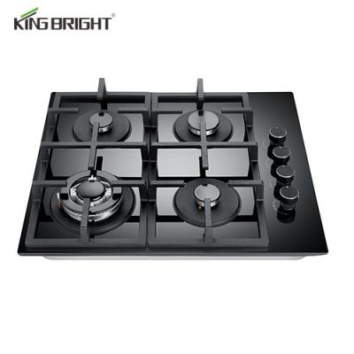 China Hotel Household 4 Burners Build In Gas Hob Tempered Glass Gas Stove Gas Cooker With FFD for sale