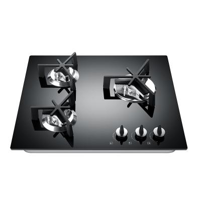 China Hotel OEM Customized Kitchen Appliance 3 Burner Gas Stove Tempered Glass Gas Hob CKD SKD Household Built-in Gas Cooktop for sale