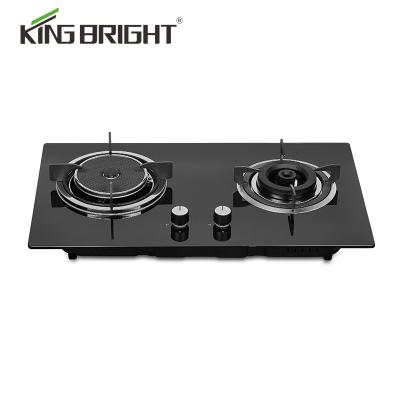 China Household High Efficiency Tempered Glass Gas Stove Kitchen Appliances Double Burner Infrared Gas Cooker for sale