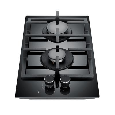 China Hotel Kitchen Appliances 2 Burner Gas Stove Tempered Glass Gas Hob Cooktop Cocina de gas CKD SKD Built-in Household for sale