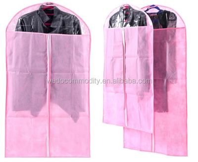 China Wholesale Custom Pink Garment Storage Suit Cover Suit Bag With Clear Window Many Colors Bag Available for sale