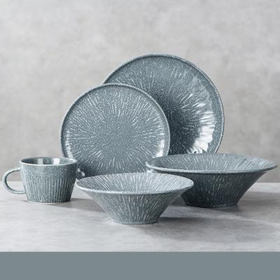 China Sustainable Wholesale Restaurant Dinner Dishes And Ceramic Dishes And Hits Set Gray / Green / Blue for sale