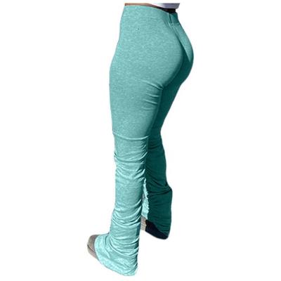 China Anti-wrinkle XS-2XL 2021 fashion women mid waist drawstring tie pleated stacked gaiters flared pants for sale