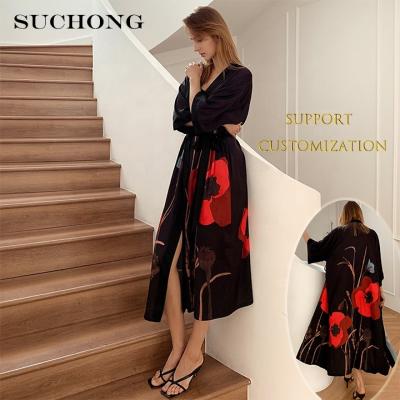 China Fiery Rose Custom Elegant Women's Clothing Satin Maxi Dresses QUICK DRY New Product Ideas 2022 for sale