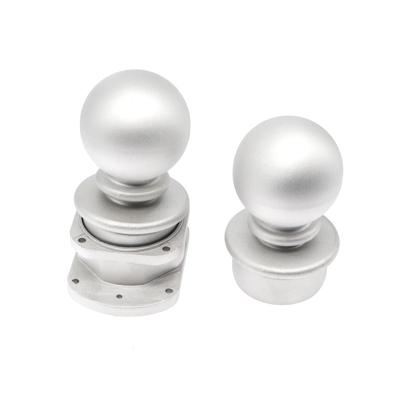 China Construction Cast Aluminum Ball Fence Finial Top Post Ball With Round Base Decor Pad for sale