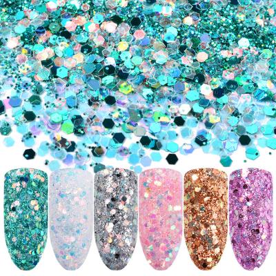 China 2021 Hot Selling Bling China High Quality, Cost Effective And Thick Mixed Glitter Powder Nail Crystal Powder for sale