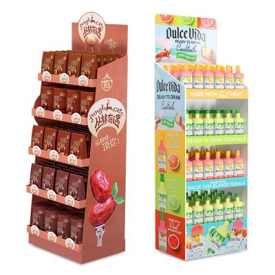 China Eco-friendly Custom Supermarket Food Chocolate Shelves Packaging Cardboard Display Rack Store Floor POP Counter Cardboard Display Rack Rack for sale