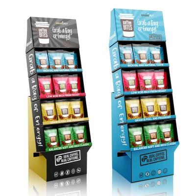 China Customize According To Your Needs Custom Retail 4 Tier POP Cardboard Coffee Floor Display Stand for sale