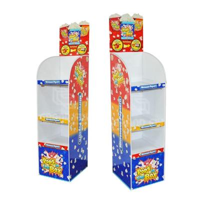 China 2021Custom FSDU Retail Display Eco-friendly Three-Layer Cookie Snack Cardboard Shelf Display for sale