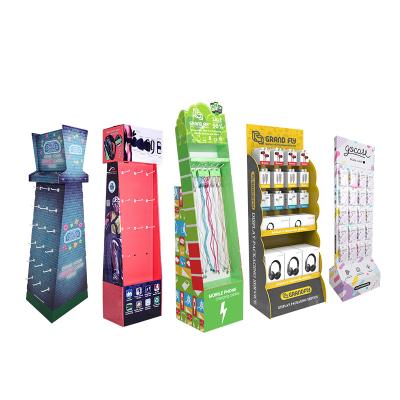 China Customize According To Your Needs Custom Logo Design Cardboard Corrugated Carton Floor Power Wing Display Stand For USB Cable for sale