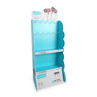 China Can Be Customized Corrugated Cardboard Earphone Mailer Paper Floor Hook Display Rack for sale