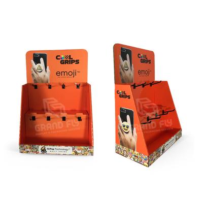 China Can Be Customized Custom Worktop Cardboard PDQ Hook Display Rack For Phone Handle for sale