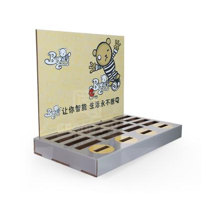 China Recycled Materials Paper Display Stand Cardboard Presentation Boxes Custom Worktop Paper Display Box Consumer Electronics Packaging Large Fly Accept for sale