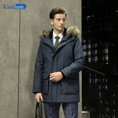 China Best Selling Men's Waterproof Fashion Navy Fur Long Coat Male Jacket Winter Warm Causal Hooded Coat Plus Size for sale