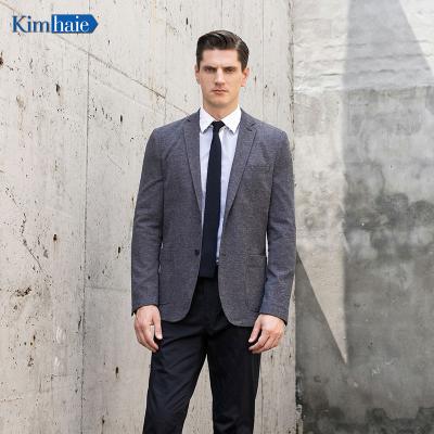 China 2021 Men's Navy Blend Stretch Knit Jacket 2 Buttons Notch Lapel Patch Pocket Elbow Patch Easy Wear Single Breasted Sporty Blazer for sale