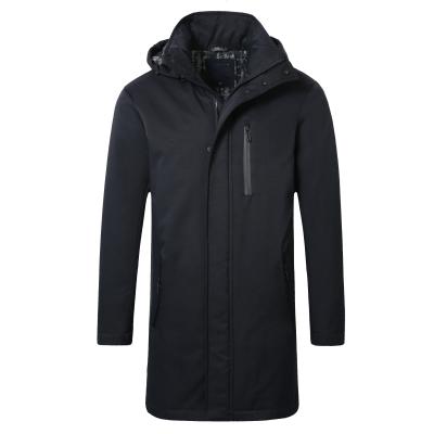 China New Men's Long Coat Breathable Winter Hooded Cotton Padded Zipper Warm Winter Coat Navy Thick Overcoat Men's Long Coat for sale