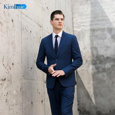 China Stretch Twill Italy Design Men's AMF Jacket 2 Button Notch Lapel Side Duct Single Breasted Stretch Suit Breeches Blue Single Breasted Suit for sale