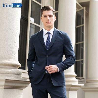 China New Fashion Men's Suit Anti-Wrinkle Dark Navy Single Breasted Easy Care Stretch Blazer Slim Fit Suit Jacket for sale