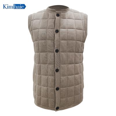 China New Design OEM Korea Style Men's Retail Wholesale Waistcoat Breathable Ready To Ship Light Brown Knitted Vest Padded Vest for sale