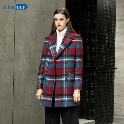 China Plus Size 2021 Best Selling Passionate Check Jacket Long Plaid Warm Red Woolen Coat Coat for sale