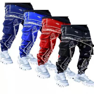 China 2021 New Desgin Mens QUICK DRY Track Pants Pocket Jogger Man Bandana Print Cargo Pants QUICK DRY Plus Size S-5XL Pants For Hip Hop Sweatpants men for sale