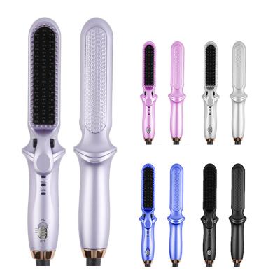 China rectifier & Curling New Professional 2 in 1 Portable Electric Hair Iron Hair Brush Straightener Comb for sale