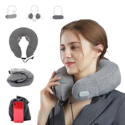 China Easy To Store Cordless Smart Heat Therapy U Shape Inflatable Massager Pillow Massage Pillow Neck Massager for sale