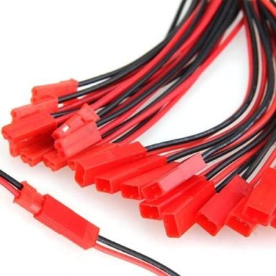 China 100 Pairs 100mm JST 2 Pin Connector Plug Lead Wire For Rc Li-PO Battery Discharge ESC BEC Board Male Line And 22AWG JST Female Wire for sale