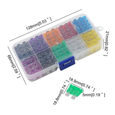 China 100pcs Car Fuse Box Standard Medium Fuse 2A 3A 5A 7.5A 10A 15A 20A 25A 30A 35A Medium Car Fuse for sale