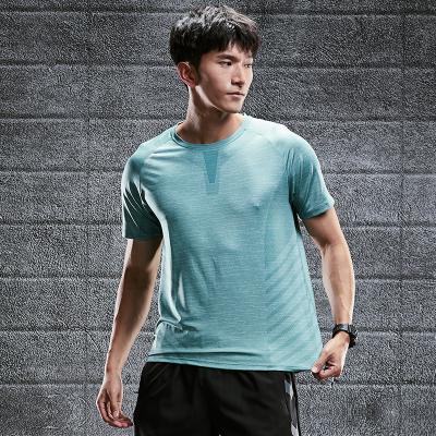 China Anti-Wrinkle Summer Shirt Men Dry Fit Polyester Spandex T-shirt Mens Fitness Workout Sports Gym Shirt for sale