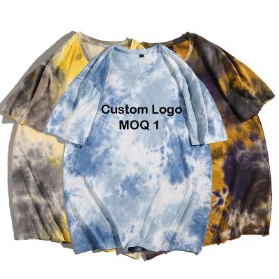 China Anti-Wrinkle Streetwear Unisex Oversize Big T-shirt Printing Tie Dye Shorts Sleeve Men's Hip Hop Cotton Tees for sale