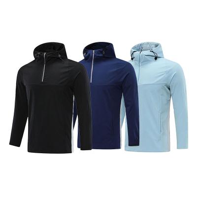 China QUICK DRY Quarter Zipper Long Sleeve Tight Fitness Men Sport Clothes Relieve Breathable Gym Hoodie for sale