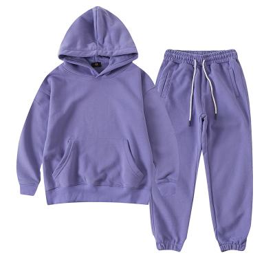 China 2021 Wholesale Custom Kids Boys Girls Two Piece Private Label Tracksuits Set Cotton Loungewear Breathable Unisex Full Body Pants Hoodie for sale