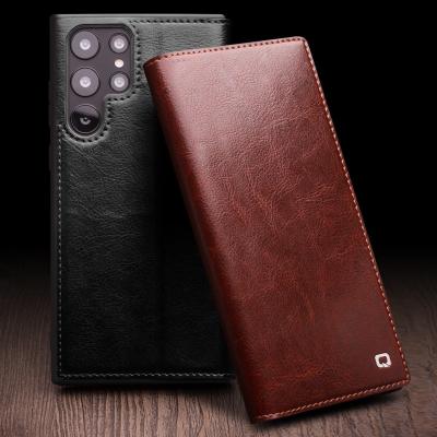 China Samsung S23/S23Plus/S23Ultra Phone Case S22Ultra Instruction Card Shockproof Genuine Leather Smart Phone Case for sale