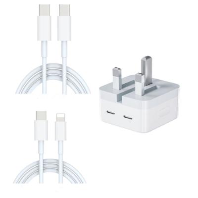 China New UK 2023 PD Power Adapter For iPhone14Promax Dual C Port PD UK 35W High Power Fast Charging Dual Head for sale