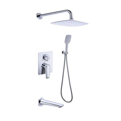 China Thermostatic Faucets Bath Chrome Brass Rainfall Concealed Shower Column Mixers Set With Hand Shower Faucet for sale